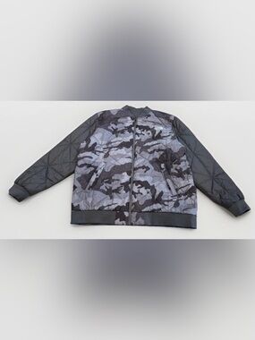 The North Face Reversible Bomber Jacket Gray Camo Quilted Men's 2XL Full Zip